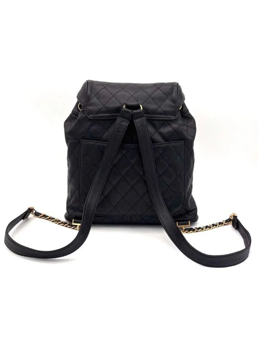 Chanel Quilted Caviar Leather Chain Backpack Black